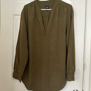 Gap Popover Tunic Blouse, Top, Green, Moss Green - Ladies Medium